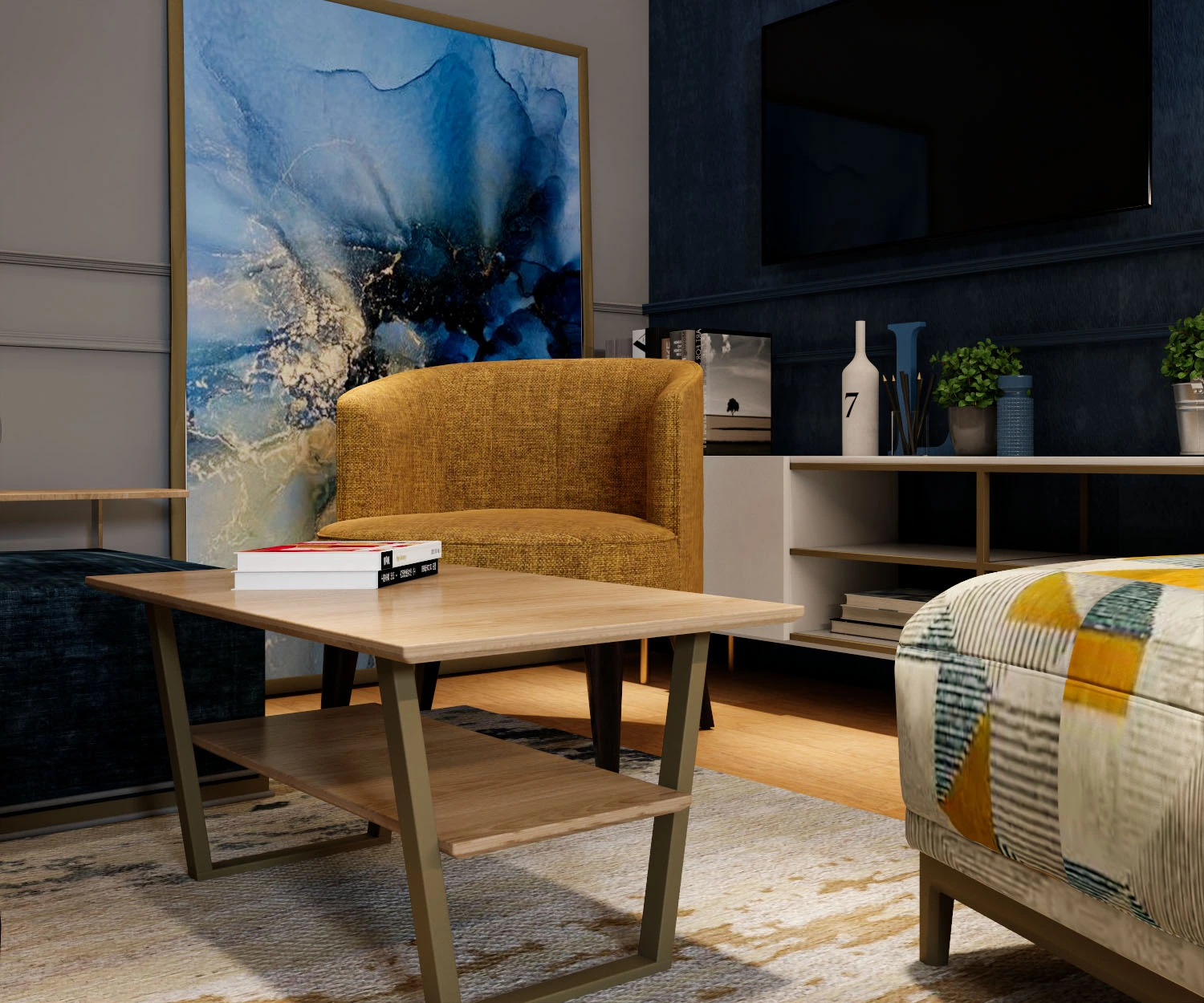 Yellow and mint green